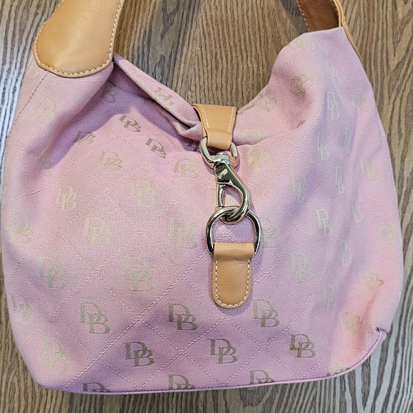 Dooney & Bourke Handbags - Dooney &Bourke Canvas And Leather Shoulder Bag. Signature Jacquard Hobo